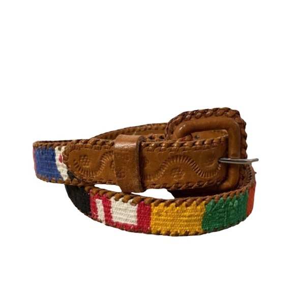 Vintage Accessories Vintage Colorful Woven Tolled Leather Mexican